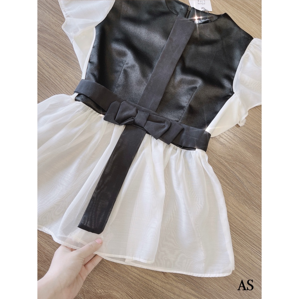 Aó lụa tác ta đai nơ eo phối somi thiết kế sanh chảnh nơ đen định hình V2-Minxy shop | BigBuy360 - bigbuy360.vn