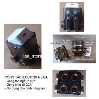 HẠT CÔNG TẮC VUÔNG 2 CỰC 20A LiOA ( HẠT NÓNG LẠNH)