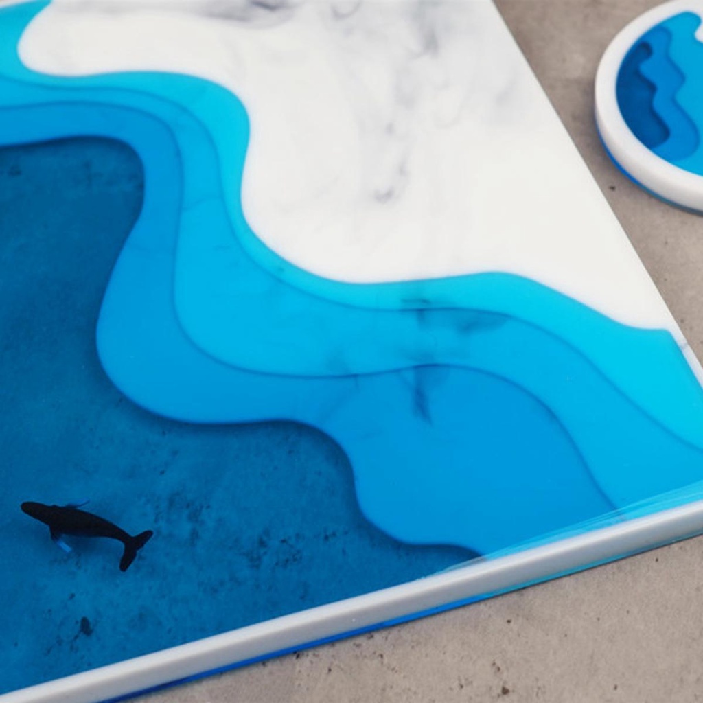 YIYU Khuôn Silicone Làm Đế Lót Ly Hình Đại Dương Độc Đáo