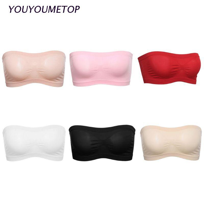 Áo ngực dạng ống co giãn không dây liền mạch màu trơn phối lưới sau gợi cảm cho nữ