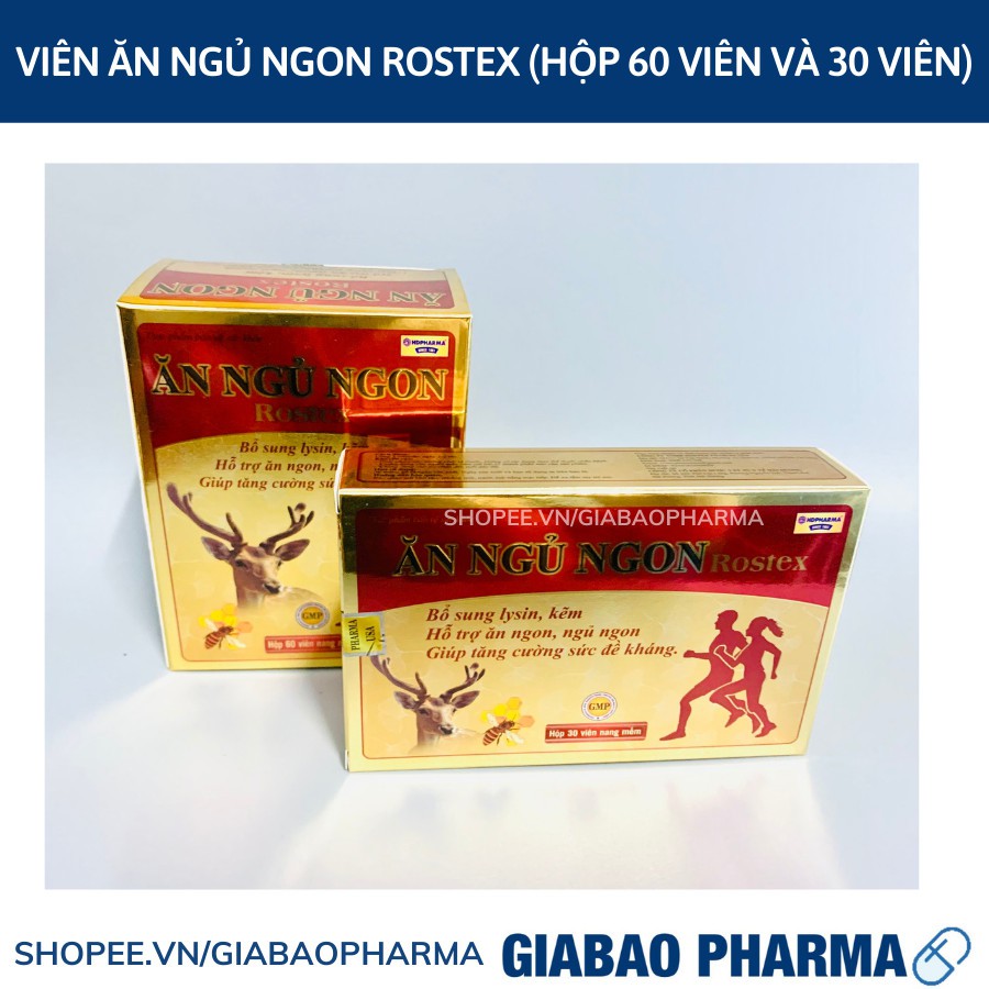 Viên Ăn Ngủ Ngon Rostex bổ sung omega 3, lysin, kẽm loại bỏ mất ngủ, căng thẳng, stress - Chai 60 viên/30 viên | Thế Giới Skin Care