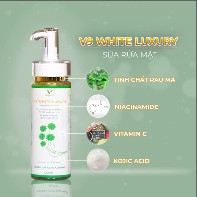 Sữa Rửa Mặt Sủi Bọt, Tinh Chất Rau Má - Mờ Thâm, Mụn, Dưỡng Trắng Da V9Queen V9QUEEN | BigBuy360 - bigbuy360.vn