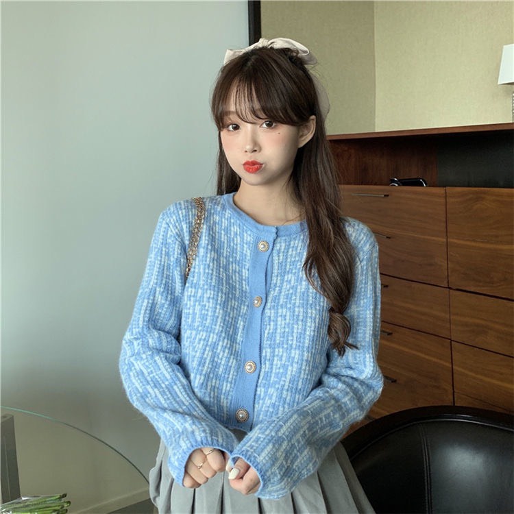 [Mã 151FASHIONSALE1 giảm 10K đơn 50K] Áo cardigan croptop dài tay dệt kim phối màu cực xinh