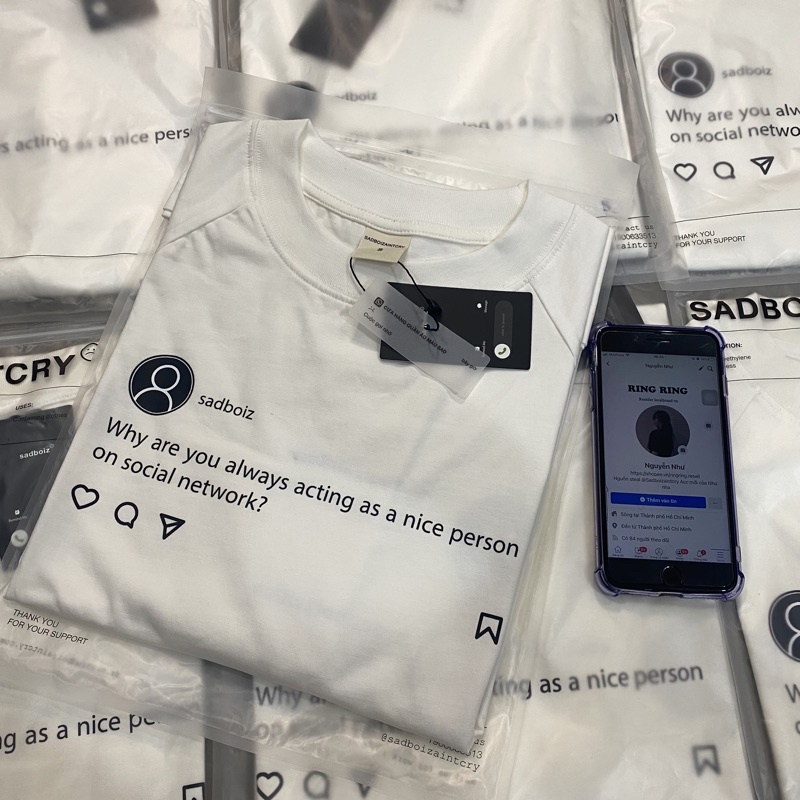 ÁO THUN SADBOIZ SADSTAGRAM TEE - WHITE Sadboizaintcry Chính Hãng tặng kèm tote dx.resell