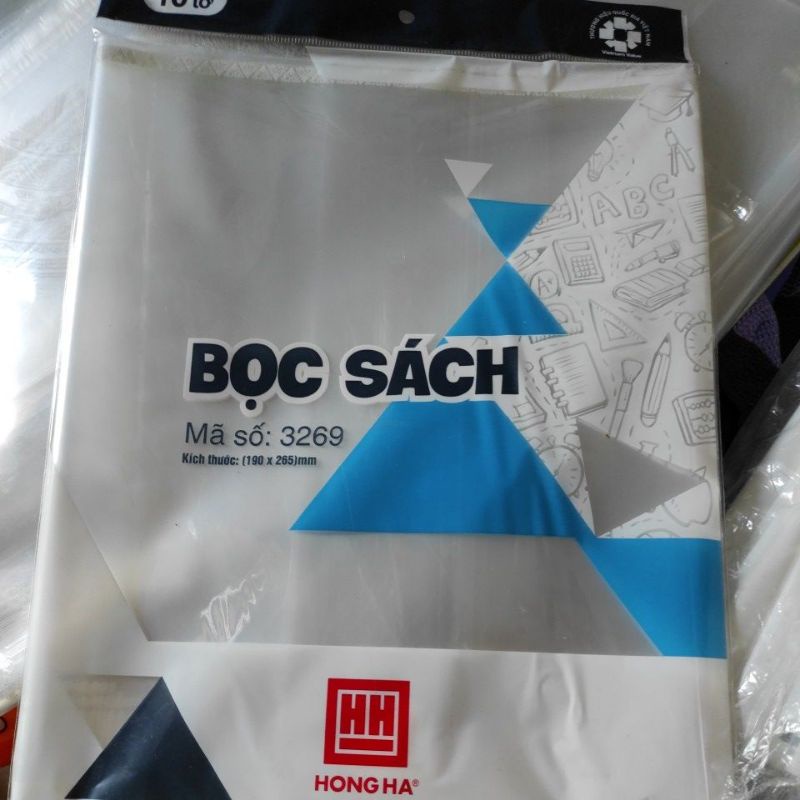 Bọc sách nilon Hồng Hà túi 10 tờ (kích thước 190 x 265mm)