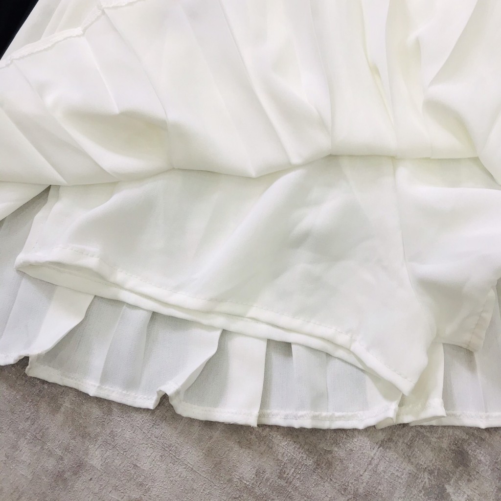 Chân váy tennis xếp ly THUS, Váy ngắn màu trắng đen trơn phong cách Âu Mỹ phối họa tiết CV1D07 | BigBuy360 - bigbuy360.vn