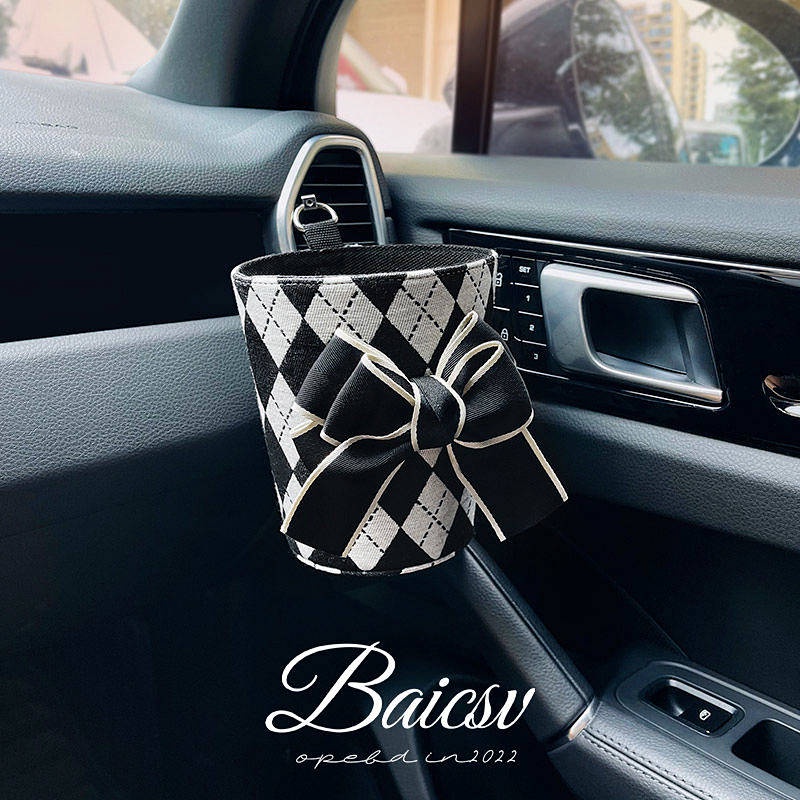 In-Car Trash Can Car Barrel Seat Rear Storage Sundries Air Outlet Female Car Trash Can Hanging tss5