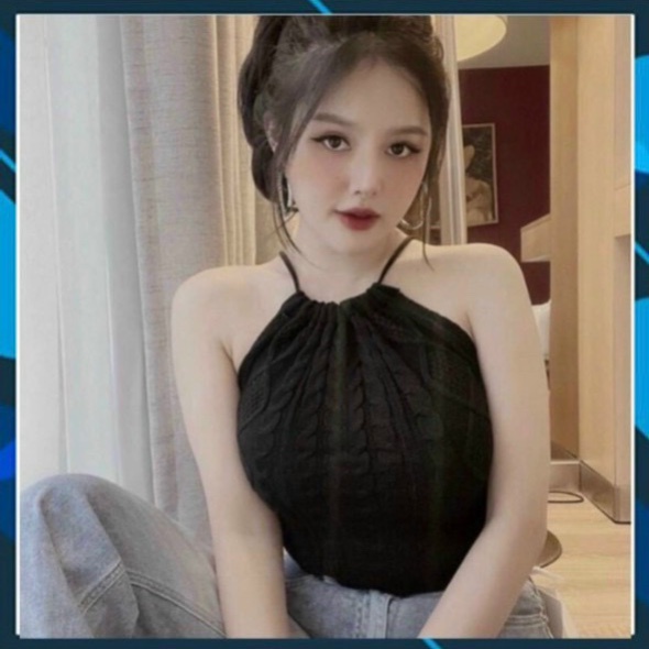 Áo yếm cột cổ khoét hở lưng croptop cực sexy , chất len sợi mềm mịn ly alohashop91