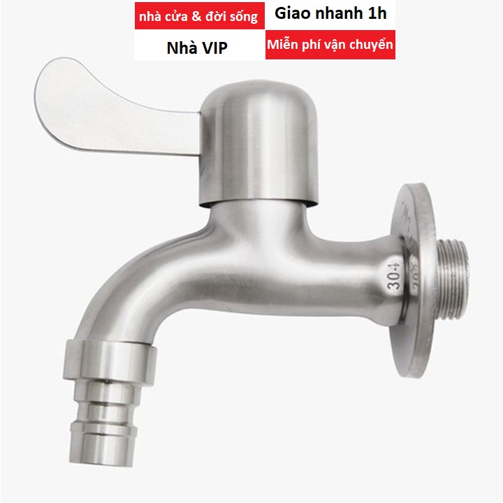 vòi hồ inox304 không gỉ, có mỏ, xả xô , sân vườn, máy giặt, tưới cây inox 304, vòi ren 21