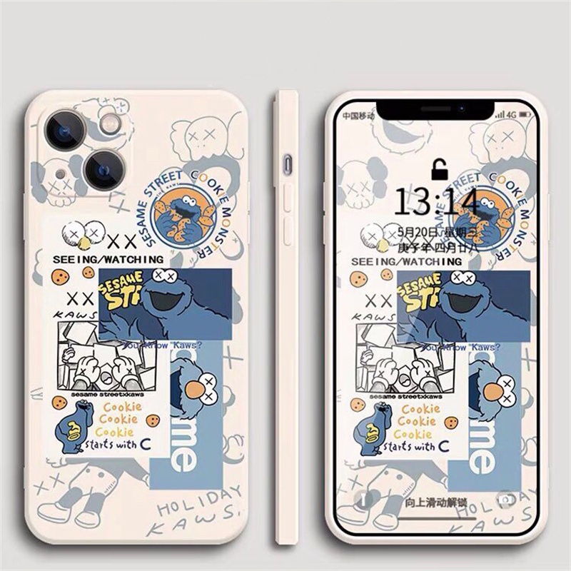 Ốp Điện Thoại Silicon Dẻo Vuông Hình Sesame Street Elmo IPhone 14 13 12 11 Pro Max Plus Mini X XS XR Xsmax 6 6S 7 8 Plus