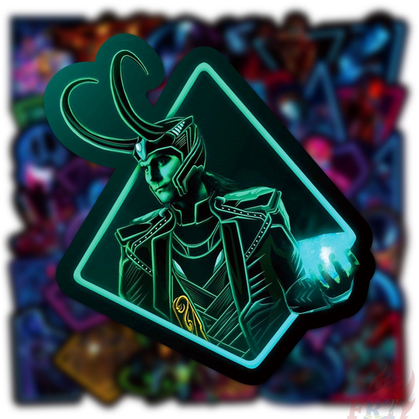 ❉ Miếng Dán Trang Trí Hình Siêu Anh Hùng Marvel Neon Series 04 ❉ Bộ 50 Sticker Dán Ván Trượt Thời Trang