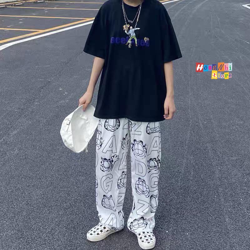 Quần Jogger 3D Con Mèo Ulzzang Unisex Jogger Loang Màu Dây Rút Lai Ống Rộng V2 - MM