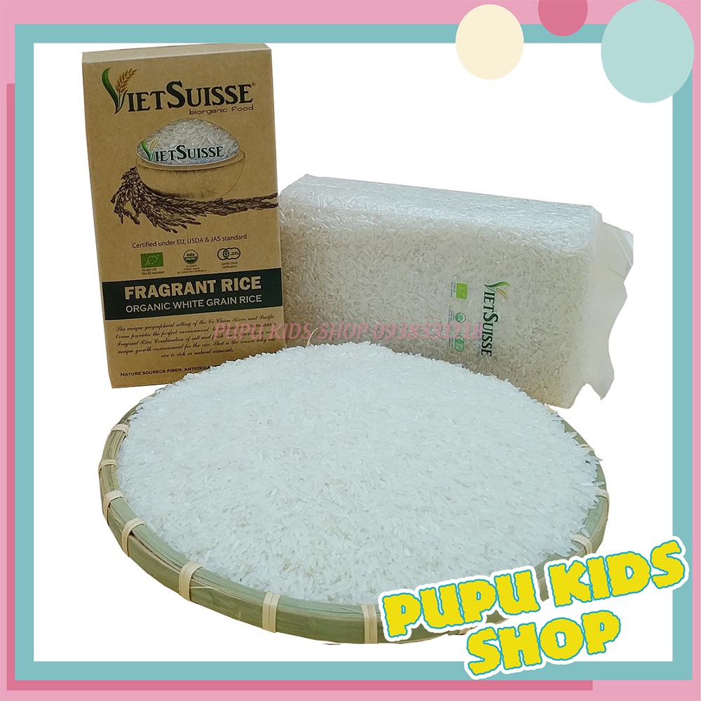 Gạo Trắng, Gạo Lức Hữu Cơ Vietsuise 1kg An Toàn Cho Bé Ăn Dặm - Pupukidsshop