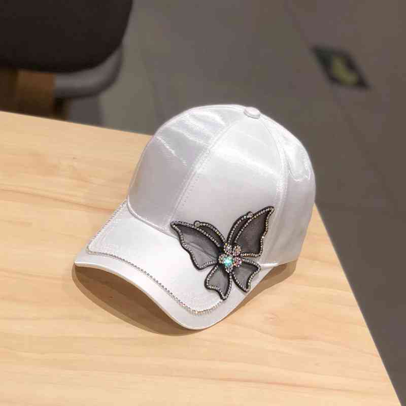 Nón lưỡi trai lụa satin đính đá điều chỉnh được thời trang dành cho nữ