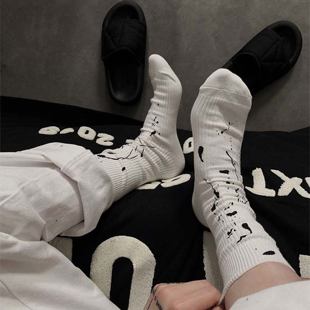 Vớ cotton cổ trung họa tiết kẻ sọc nhiều màu phong cách Harajuku thời trang cho nữ