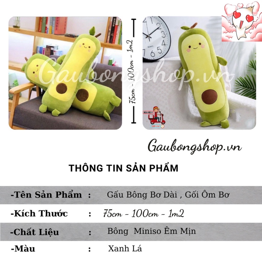 Gấu Bông Quả Bơ Làm Gối Ôm Cho Bé size siêu siêu to 75cm/1m/1m2 gaubongshop.vn - m043