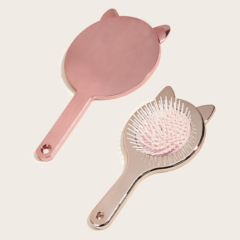 Youyo Bộ Gương Lược Chải Massage Da Đầu Tạo Kiểu Tóc Mèo Dễ Thương Cho Nữ YOUYO