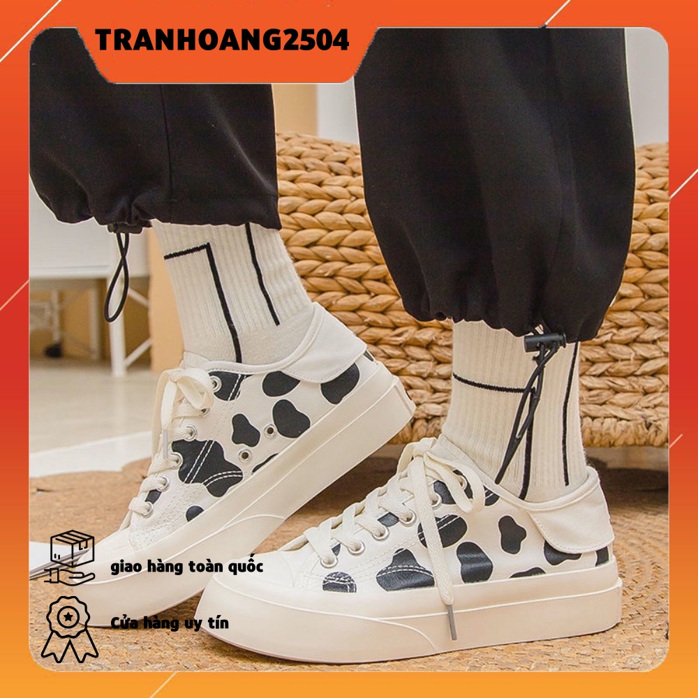 [LOẠI 1 - đế đặc 3cm ] giày thể thao nữ bò sữa , gấu đế bánh mỳ đơn giản buộc dây loại mới