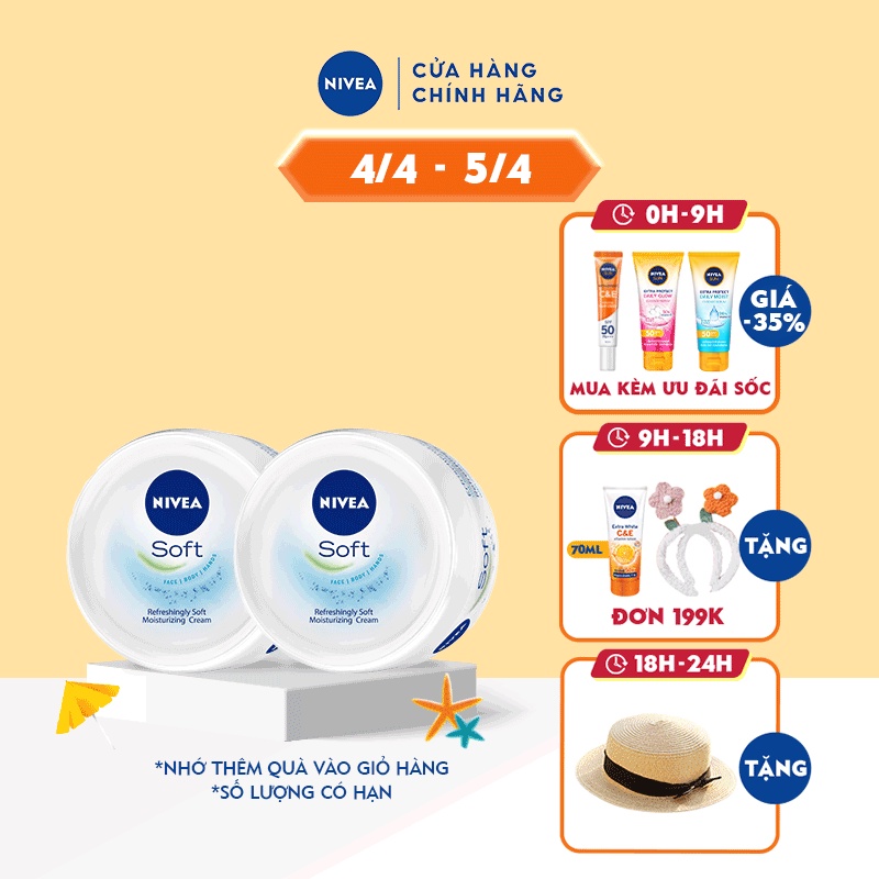 [Mã FMCGMALL -8% đơn 250K] Bộ đôi Kem dưỡng làm mềm da NIVEA Soft Crème 50ml/hũ - 89054