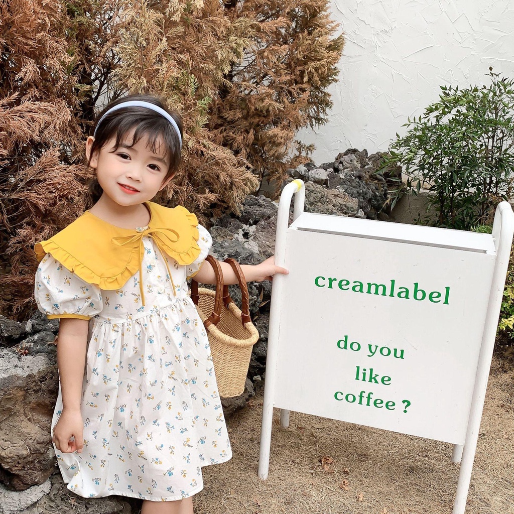 Đầm baby doll cổ bèo cho bé V10