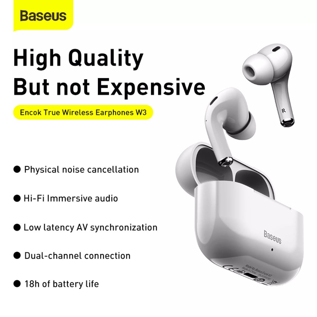 Tai Nghe Nhét Tai Không Dây Baseus Encok True Wireless Earphones WM01/ Tai nghe Encok True Wireless Earphones W3