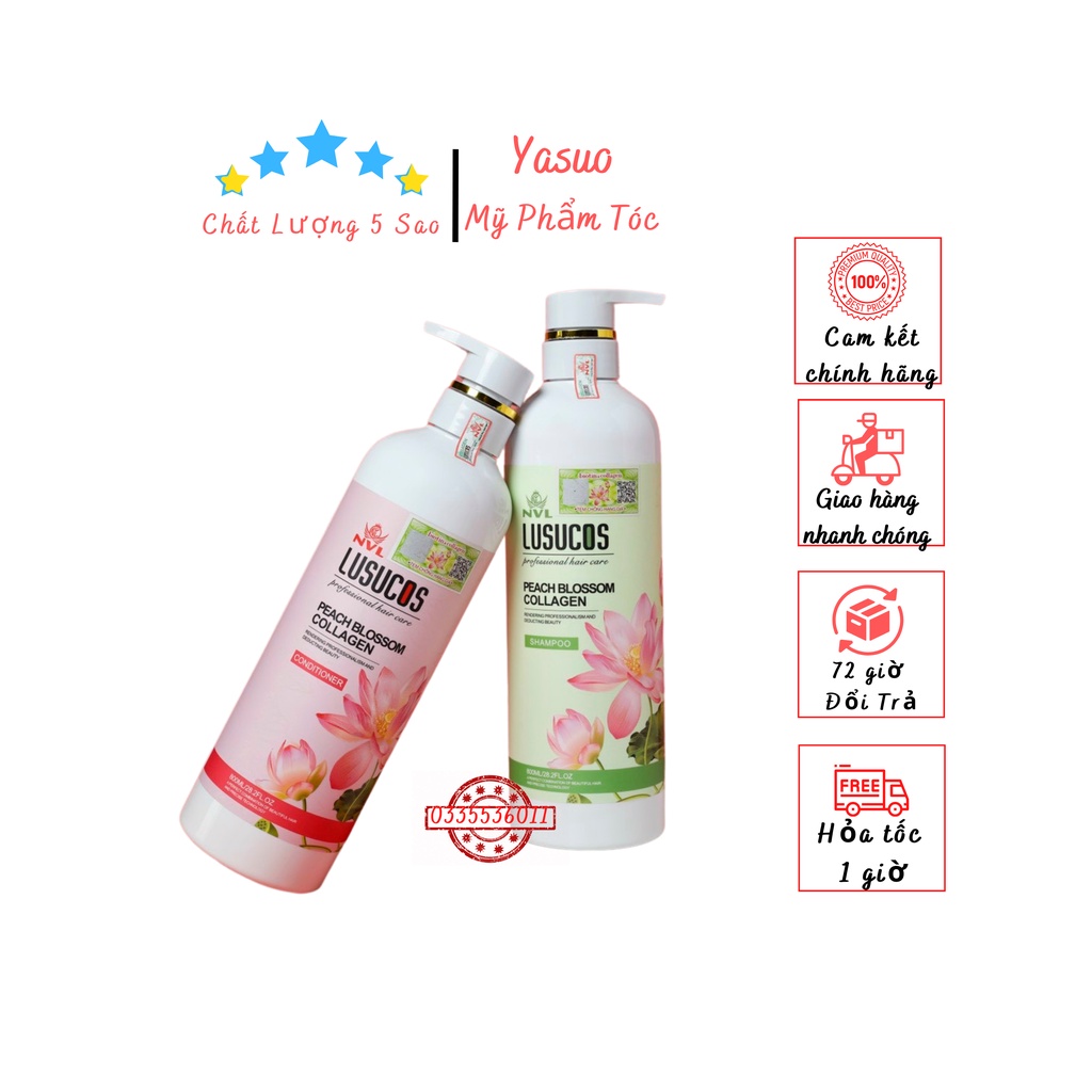 Bộ Dầu Gội Xả Dưỡng Sinh Hoa Sen LUSUCOS 800ml - Chống Rụng Tóc, Giảm Căng Thẳng Cho Người Mệt Mỏi - Hàng Chính Hãng