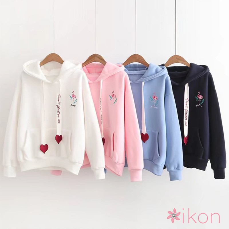 Áo Hoodie Nữ Tay Dài In Chữ Ikon Thời Trang Hàn Quốc