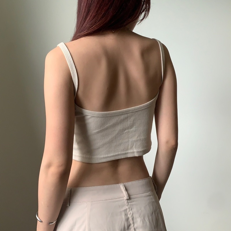 ADDSOMESUGAR Áo dây khoét lưng vải thun gân