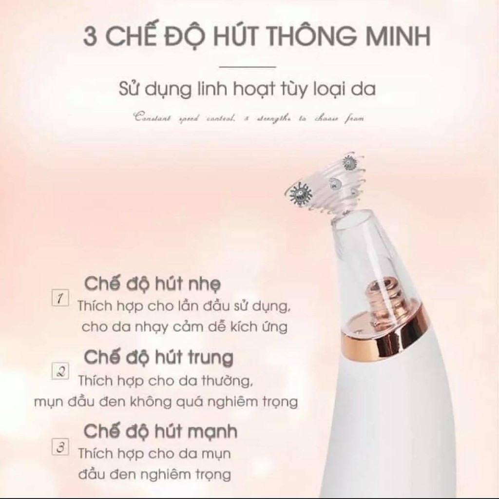 MÁY HÚT MỤN CẦM TAY MINI CAO CẤP LOẠI BỎ TẤT CẢ CÁC LOẠI MỤN ĐẦU ĐEN , TRỨNG CÁ , MỤN ẨN CỰC HIỆU QUẢ NHIỀU CHẾ ĐỘ KÈM 3