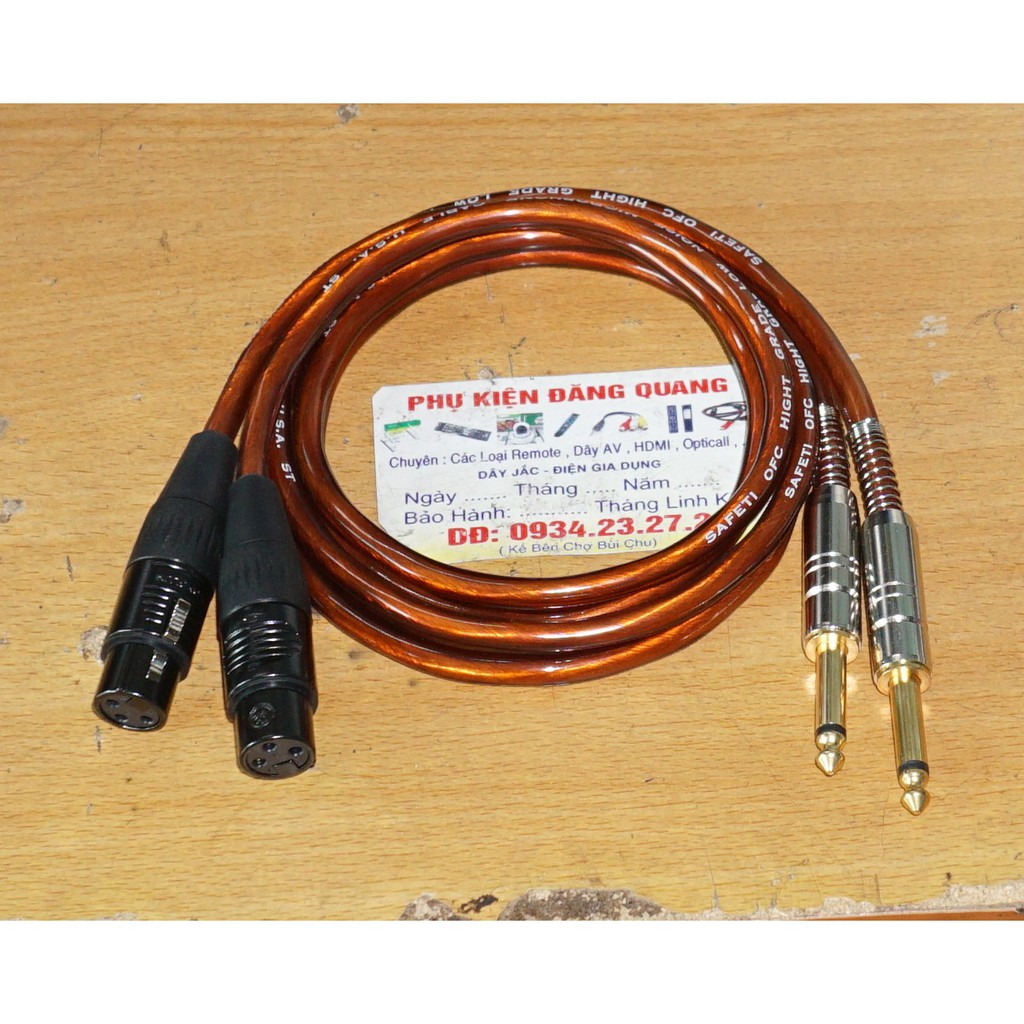 Dây jack canon cái ra 6,5 ly loại tốt , dài 1m
