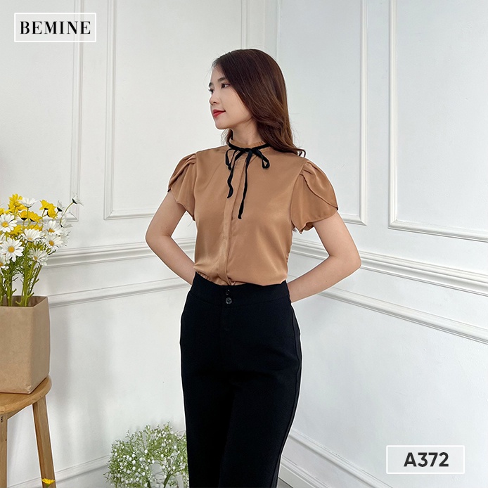 Áo sơ mi tay xếp ly có nơ cổ BEMINE A372NAU