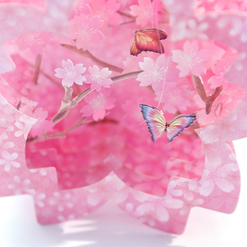 Thiệp Giấy Khắc Rỗng Hình Hoa Anh Đào 3D Cho Ngày Lễ Tình Nhân