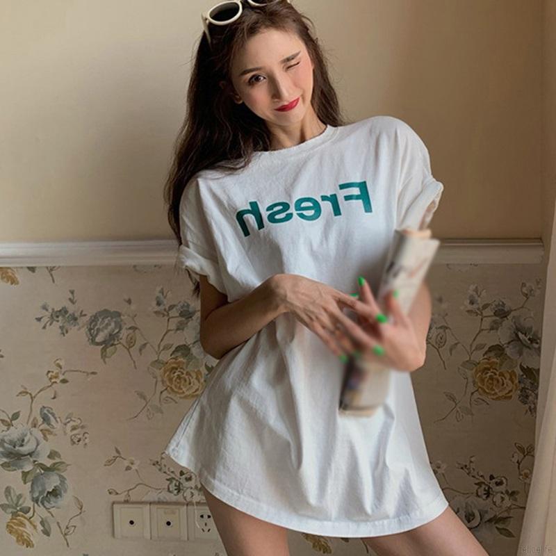 Áo Thun Nữ Tay Ngắn Cổ Tròn In Chữ Thời Trang