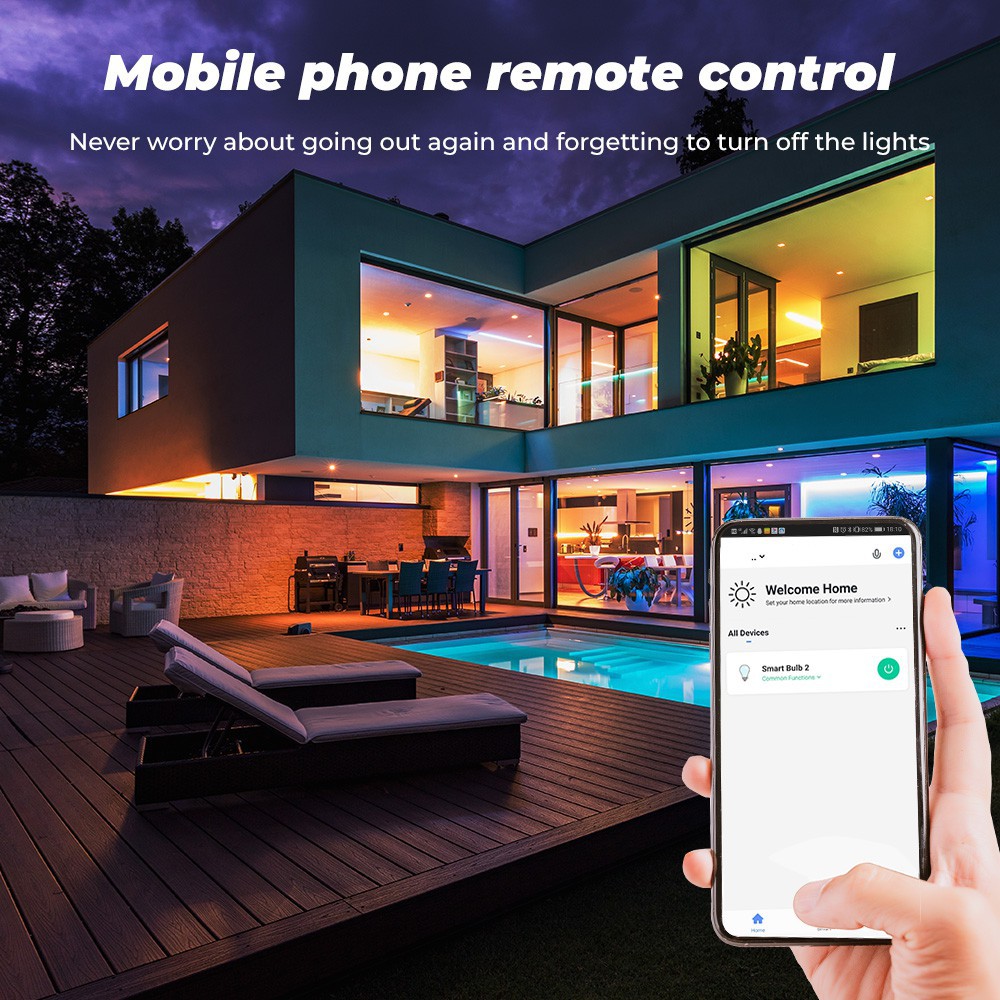 Bóng Đèn Thông Minh  9W  TUYA WiFi Tương Thích Với Google Alexa Và Ứng Dụng Tuya Smart Có 16 Triệu Màu RGB+C+W