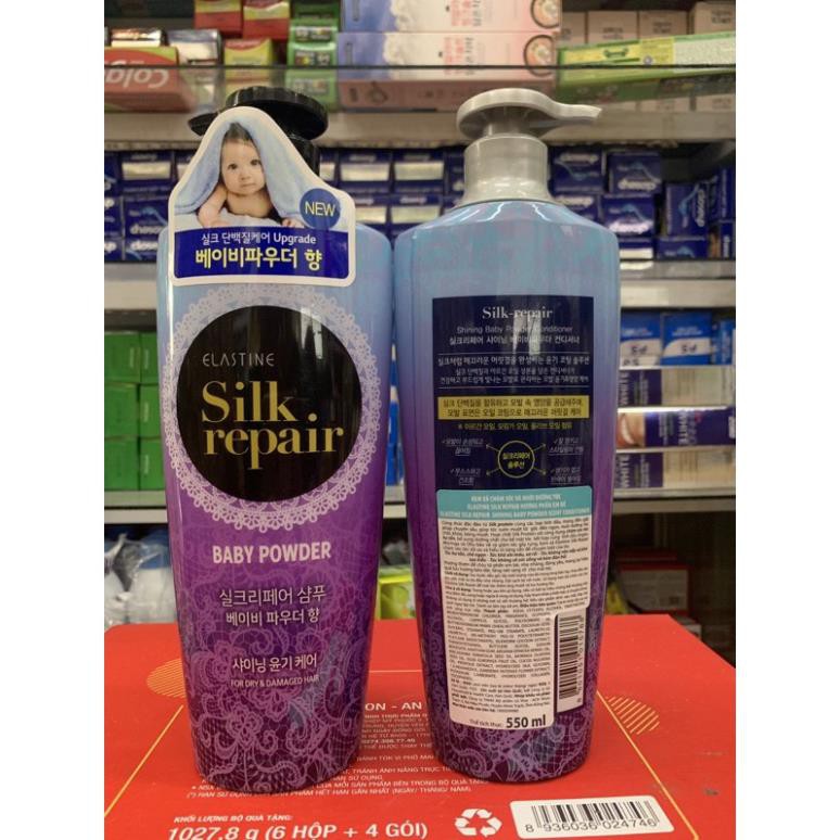 Bộ Đôi Gội + Xả Chăm Sóc Tóc Và Nuôi Dưỡng tóc Elastine Silk Repair 550ml/1chai