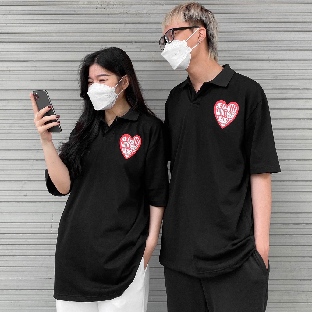 ÁO THUN FF FORM RỘNG POLO BE GENTLE WITH YOUR HEART TEE, VẢI THUN 2 CHIỀU COTTON 250GSM