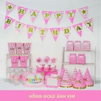Set giấy trang trí sinh nhật trắng silver ánh kim