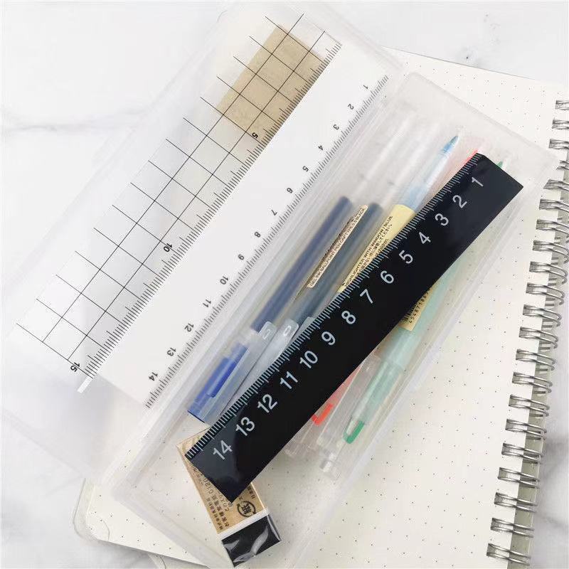 Thước đo MUJI hai mặt trong suốt chất liệu acrylic màu trắng đen 15cm