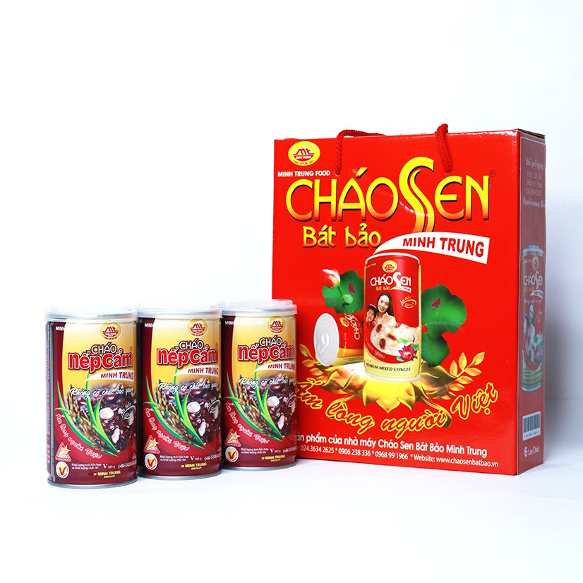 Cháo ăn liền nếp cẩm Minh Trung combo 12 lon - CHAONEPCAM 12