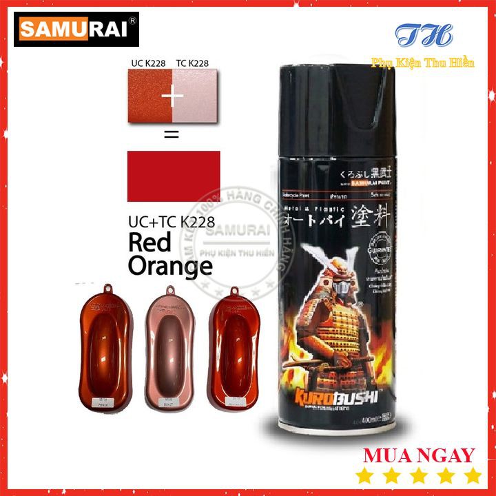 Sơn Xịt Samurai Màu Cam Đỏ U/C - Mã UCK228 + TCK228