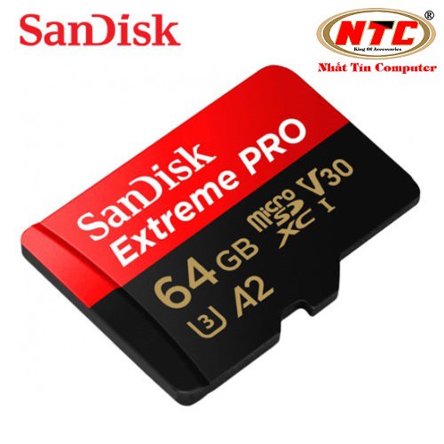  Thẻ Nhớ MicroSDXC SanDisk Extreme Pro V30 U3 4K A2 64GB R170MB/s W90MB/s (Đen đỏ)