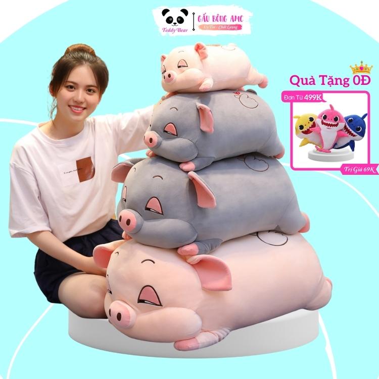 Gấu Bông Heo Hồng Mắt Híp Siêu Dễ Thương , Gối Ôm Hình Thú Lợn Bông Gòn Mềm Mịn