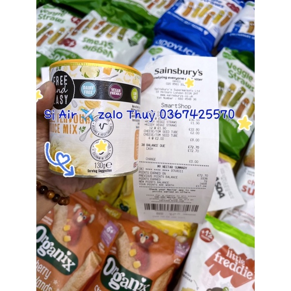 Phô mai rắc Free And Easy từ đậu nành cho bé dị ứng đạm bò của Uk