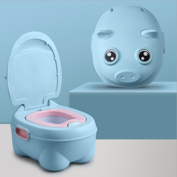 Bệ Vệ Sinh Có Tay Cầm ⚽HT-136⚽ Hình Chú Heo Dễ Thương