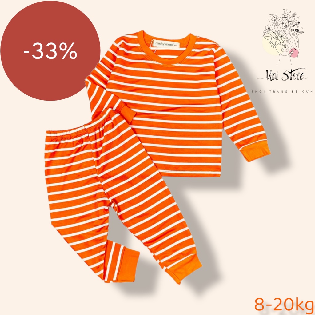 [BÉ 7-18kg] Bộ tay dài quần dài sọc dệt minkymom cho bé mặc ngủ, size 80-120 cho bé Unibaby BDSDDT
