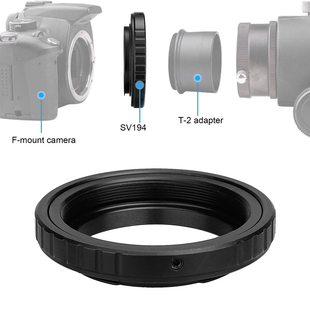 Svbony SV194 T-ring Adapter Aluminum M48x0.75  T-Adapter for Astrophotograpy,Compatible with Nikon F EOS DSLR Camera