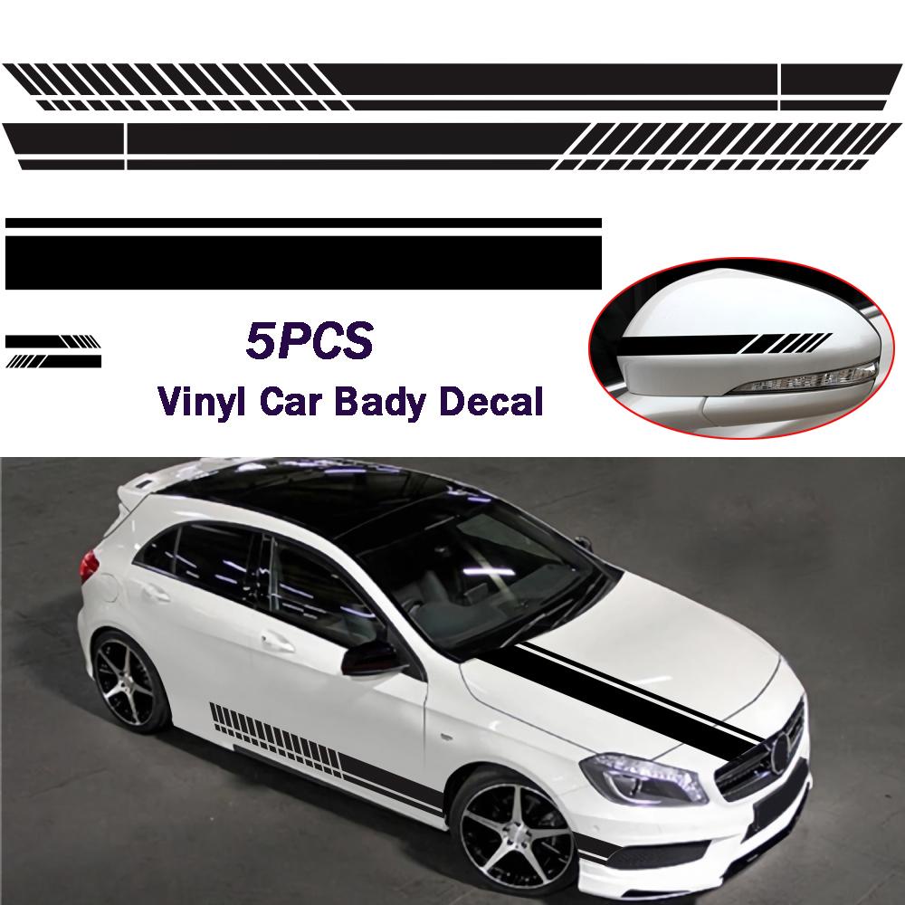 MG 5 cái Xe trùm đầu Sọc Đồ họa Decal Vinyl Thân xe Đua xe Cửa Tấm dài Tấm dán gương chiếu hậu