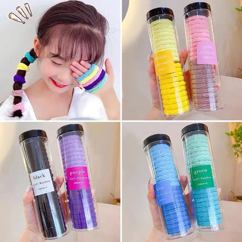 MVP2600 Set 20 Dây Chun Buộc Tóc Siêu Xinh Đựng Trong Hộp Ống Trong Suốt Tiện Lợi Chất Thun Buộc Siêu Co Dãn