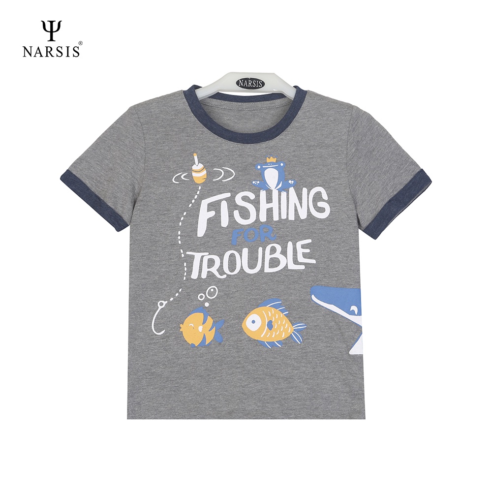 Bộ quần áo bé trai mùa hè Narsis KE1018 cổ tròn quần lửng chất liệu Cotton êm mềm thông thoáng