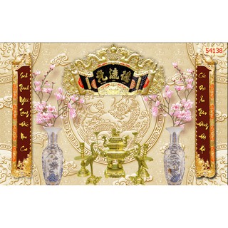 Tranh dán tường 3d, tranh phòng thờ, kt: 80x125 cm